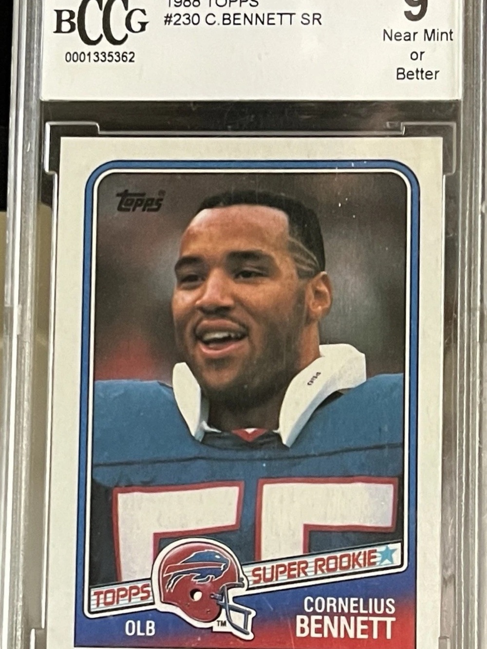 Cornelius Bennett #230 1988 Topps Rookie - Beckett 9